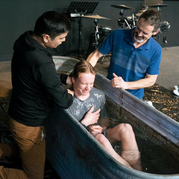 Luke being baptized