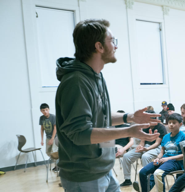 Spencer giving a devo